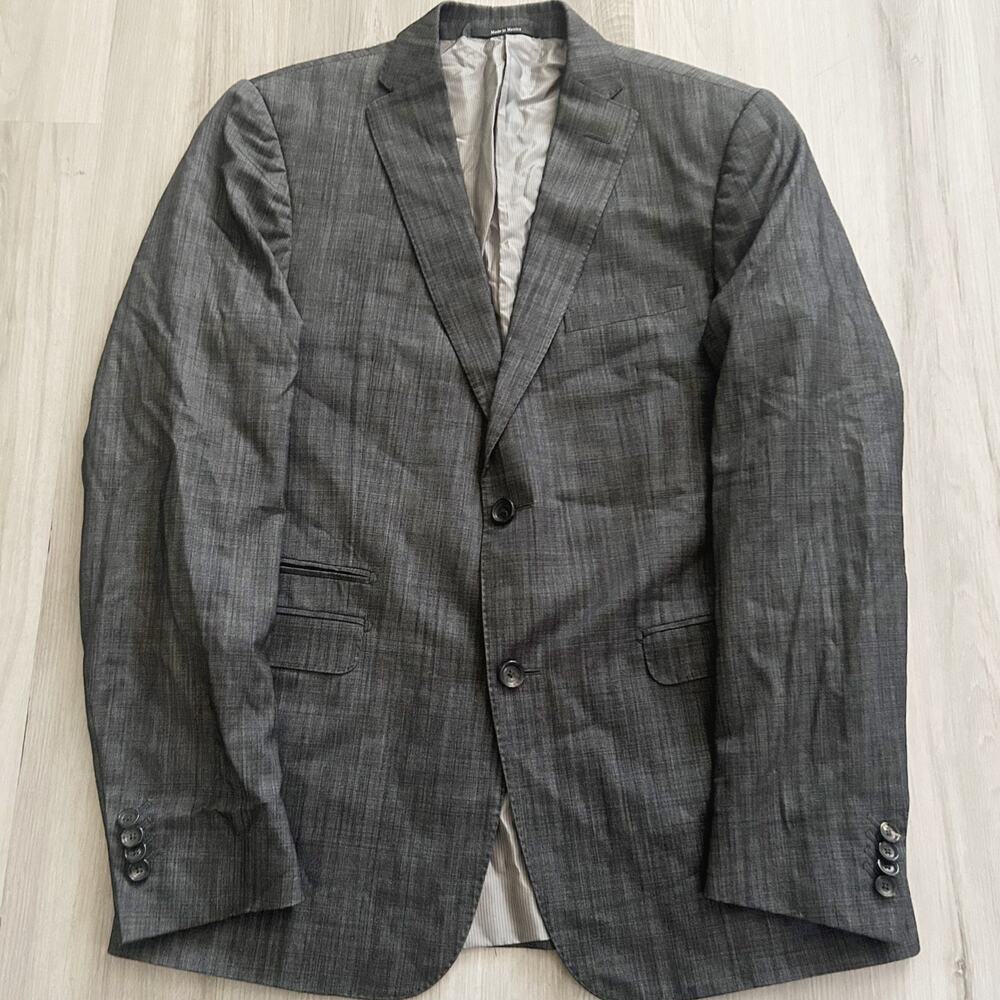 Ermenegildo Zegna Grey Sharkskin 2 Pc Western Single 100% Wool 44R Suit PARIS